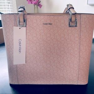 Calvin Klein pale pink faux leather tote